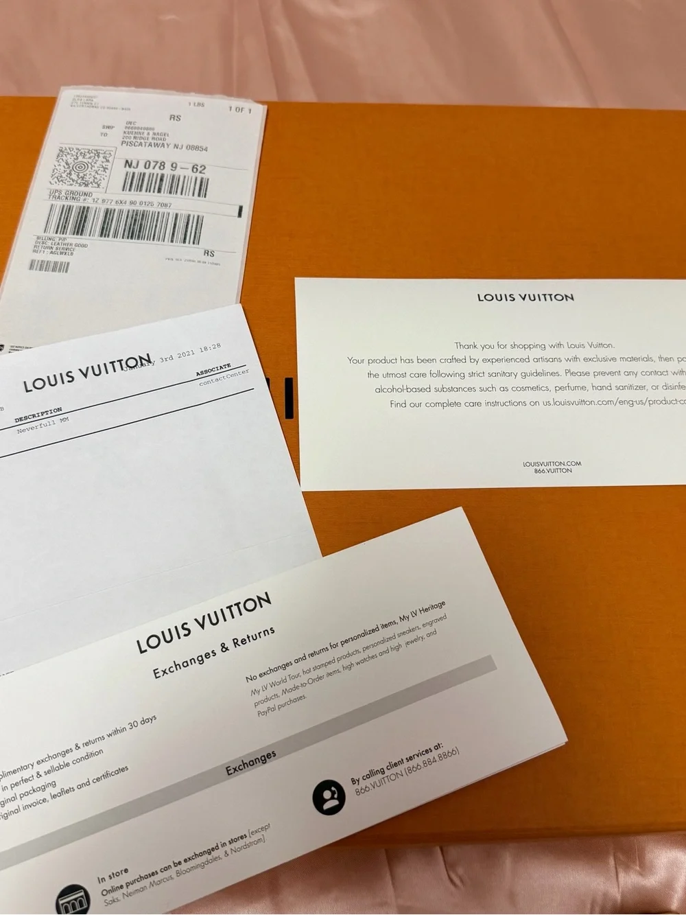 Louis Vuitton Orange Box with Branded Documents